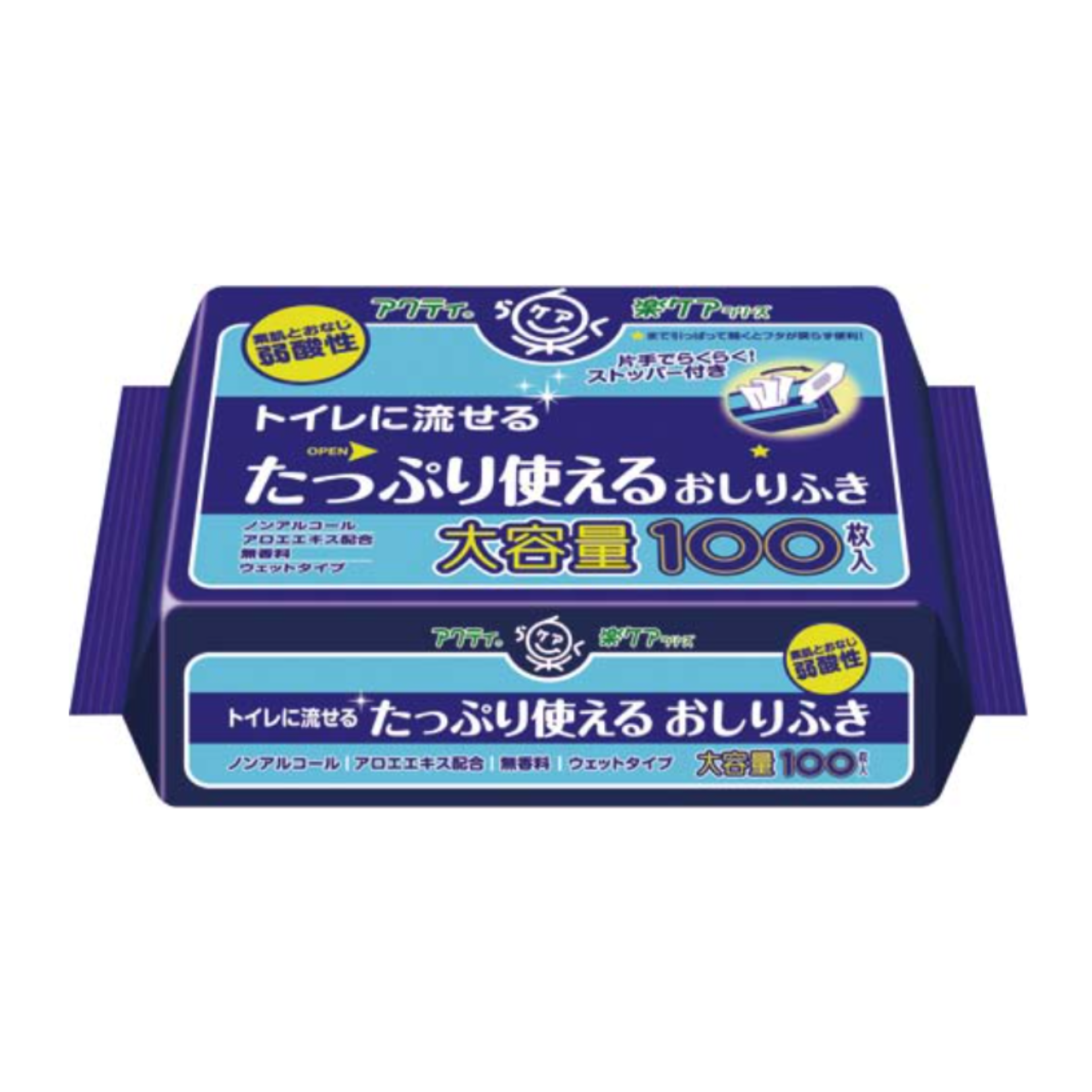 【カフェテリアプラン対象】アクティ　トイレに流せるたっぷり使えるおしりふき　100枚